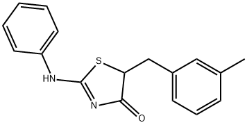 (E)-5-(3-methylbenzyl)-2-(phenylimino)thiazolidin-4-one 구조식 이미지