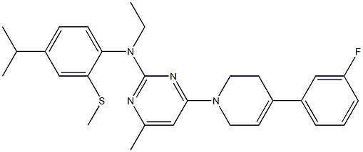 2-Pyrimidinamine,N-ethyl-4-[4-(3-fluorophenyl)-3,6-dihydro-1(2H)-pyridinyl]-6-methyl-N-[4-(1-methylethyl)-2-(methylthio)phenyl]- Structure