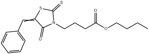 butyl (Z)-4-(5-benzylidene-4-oxo-2-thioxothiazolidin-3-yl)butanoate 구조식 이미지