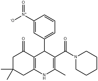 2,7,7-trimethyl-4-(3-nitrophenyl)-3-(piperidine-1-carbonyl)-1,4,6,8-tetrahydroquinolin-5-one Structure