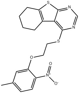 4-((2-(5-methyl-2-nitrophenoxy)ethyl)thio)-5,6,7,8-tetrahydrobenzo[4,5]thieno[2,3-d]pyrimidine Structure