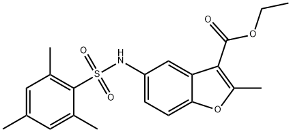 ethyl 2-methyl-5-((2,4,6-trimethylphenyl)sulfonamido)benzofuran-3-carboxylate 구조식 이미지