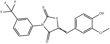 (Z)-5-(4-hydroxy-3-methoxybenzylidene)-2-thioxo-3-(3-(trifluoromethyl)phenyl)thiazolidin-4-one Structure