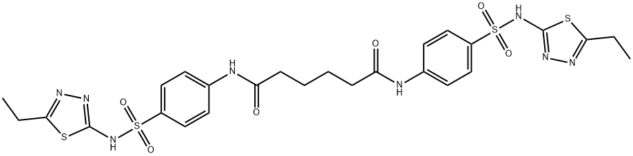 N,N'-bis(4-{[(5-ethyl-1,3,4-thiadiazol-2-yl)amino]sulfonyl}phenyl)hexanediamide 구조식 이미지