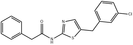 N-(5-(3-chlorobenzyl)thiazol-2-yl)-2-phenylacetamide 구조식 이미지