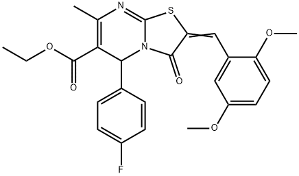 ethyl (Z)-2-(2,5-dimethoxybenzylidene)-5-(4-fluorophenyl)-7-methyl-3-oxo-2,3-dihydro-5H-thiazolo[3,2-a]pyrimidine-6-carboxylate Structure