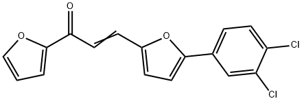 (E)-3-(5-(3,4-dichlorophenyl)furan-2-yl)-1-(furan-2-yl)prop-2-en-1-one 구조식 이미지