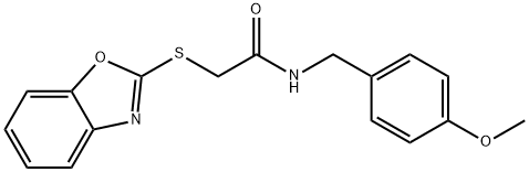 2-(1,3-benzoxazol-2-ylsulfanyl)-N-[(4-methoxyphenyl)methyl]acetamide 구조식 이미지