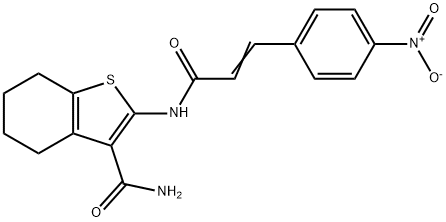 2-{[3-(4-nitrophenyl)acryloyl]amino}-4,5,6,7-tetrahydro-1-benzothiophene-3-carboxamide 구조식 이미지