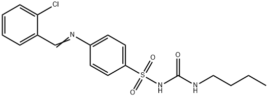 N-[(butylamino)carbonyl]-4-[(2-chlorobenzylidene)amino]benzenesulfonamide 구조식 이미지