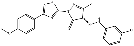 4-[(3-chlorophenyl)hydrazono]-2-[4-(4-methoxyphenyl)-1,3-thiazol-2-yl]-5-methyl-2,4-dihydro-3H-pyrazol-3-one Structure