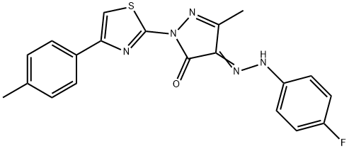 4-[(4-fluorophenyl)hydrazono]-5-methyl-2-[4-(4-methylphenyl)-1,3-thiazol-2-yl]-2,4-dihydro-3H-pyrazol-3-one 구조식 이미지