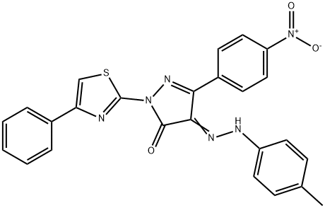 4-[(4-methylphenyl)hydrazono]-5-(4-nitrophenyl)-2-(4-phenyl-1,3-thiazol-2-yl)-2,4-dihydro-3H-pyrazol-3-one 구조식 이미지