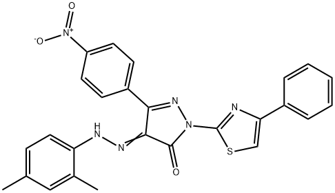 4-[(2,4-dimethylphenyl)hydrazono]-5-(4-nitrophenyl)-2-(4-phenyl-1,3-thiazol-2-yl)-2,4-dihydro-3H-pyrazol-3-one Structure