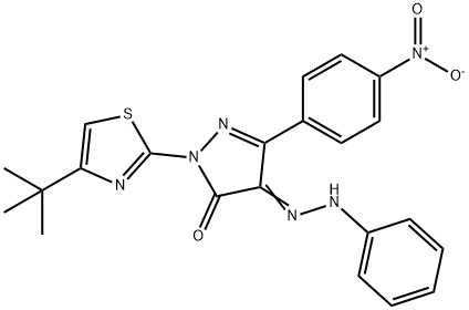 2-(4-tert-butyl-1,3-thiazol-2-yl)-5-(4-nitrophenyl)-4-(phenylhydrazono)-2,4-dihydro-3H-pyrazol-3-one 구조식 이미지