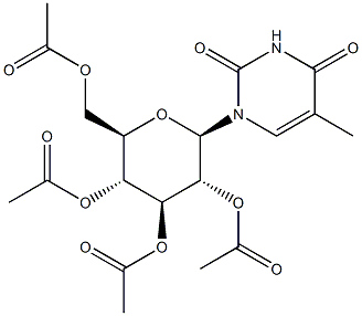 2,4(1H,3H)-Pyrimidinedione,5-methyl-1-(2,3,4,6-tetra-O-acetyl-b-D-glucopyranosyl)- Structure