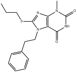 3-methyl-7-phenethyl-8-(propylthio)-3,7-dihydro-1H-purine-2,6-dione 구조식 이미지