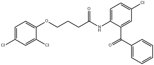 N-(2-benzoyl-4-chlorophenyl)-4-(2,4-dichlorophenoxy)butanamide 구조식 이미지