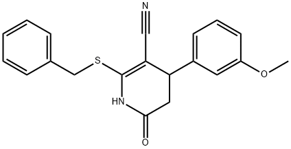 2-(benzylthio)-4-(3-methoxyphenyl)-6-oxo-1,4,5,6-tetrahydropyridine-3-carbonitrile 구조식 이미지