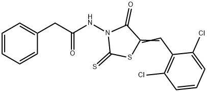 (Z)-N-(5-(2,6-dichlorobenzylidene)-4-oxo-2-thioxothiazolidin-3-yl)-2-phenylacetamide 구조식 이미지