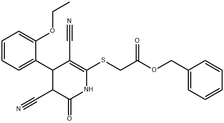 benzyl 2-((3,5-dicyano-4-(2-ethoxyphenyl)-6-oxo-1,4,5,6-tetrahydropyridin-2-yl)thio)acetate Structure