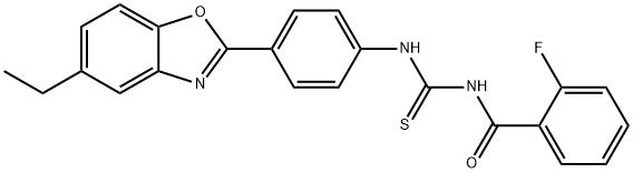 N-{[4-(5-ethyl-1,3-benzoxazol-2-yl)phenyl]carbamothioyl}-2-fluorobenzamide 구조식 이미지