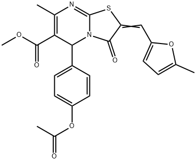 methyl (Z)-5-(4-acetoxyphenyl)-7-methyl-2-((5-methylfuran-2-yl)methylene)-3-oxo-2,3-dihydro-5H-thiazolo[3,2-a]pyrimidine-6-carboxylate Structure