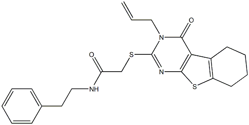 2-((3-allyl-4-oxo-3,4,5,6,7,8-hexahydrobenzo[4,5]thieno[2,3-d]pyrimidin-2-yl)thio)-N-phenethylacetamide Structure