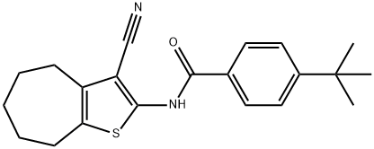 4-(tert-butyl)-N-(3-cyano-5,6,7,8-tetrahydro-4H-cyclohepta[b]thiophen-2-yl)benzamide 구조식 이미지