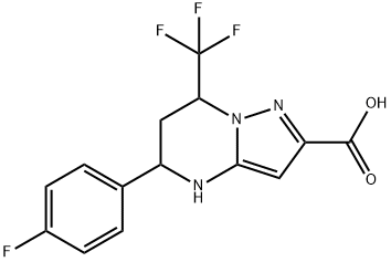 5-(4-fluorophenyl)-7-(trifluoromethyl)-4,5,6,7-tetrahydropyrazolo[1,5-a]pyrimidine-2-carboxylic acid 구조식 이미지