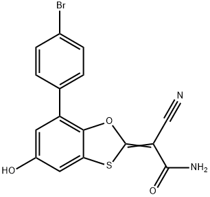 (Z)-2-(7-(4-bromophenyl)-5-hydroxybenzo[d][1,3]oxathiol-2-ylidene)-2-cyanoacetamide Structure