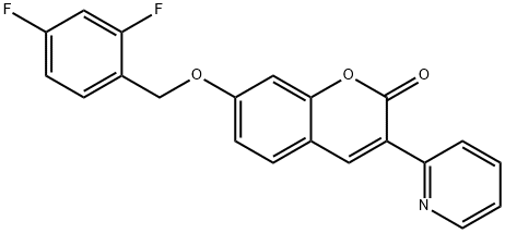 7-((2,4-difluorobenzyl)oxy)-3-(pyridin-2-yl)-2H-chromen-2-one Structure