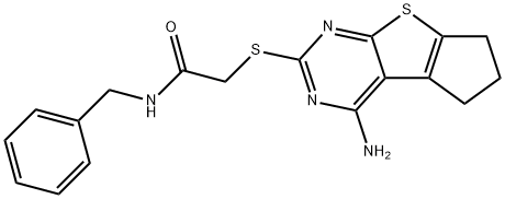 2-((4-amino-6,7-dihydro-5H-cyclopenta[4,5]thieno[2,3-d]pyrimidin-2-yl)thio)-N-benzylacetamide Structure
