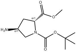 (2S,4R)-1-tert-butyl 2-methyl 4-aminopyrrolidine-1,2-dicarboxylate 구조식 이미지