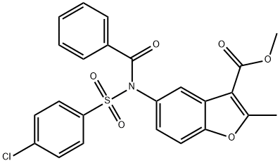 methyl 5-(N-((4-chlorophenyl)sulfonyl)benzamido)-2-methylbenzofuran-3-carboxylate 구조식 이미지