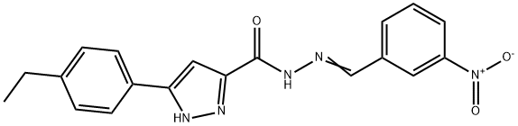 (E)-3-(4-ethylphenyl)-N-(3-nitrobenzylidene)-1H-pyrazole-5-carbohydrazide 구조식 이미지