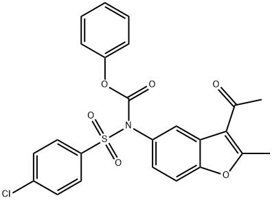 phenyl (3-acetyl-2-methylbenzofuran-5-yl)((4-chlorophenyl)sulfonyl)carbamate 구조식 이미지