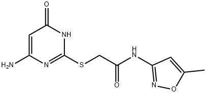 2-[(4-amino-6-oxo-1,6-dihydropyrimidin-2-yl)sulfanyl]-N-(5-methyl-1,2-oxazol-3-yl)acetamide 구조식 이미지