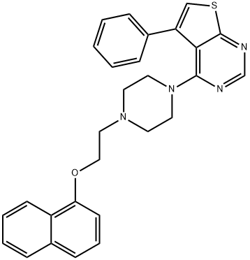 4-(4-(2-(naphthalen-1-yloxy)ethyl)piperazin-1-yl)-5-phenylthieno[2,3-d]pyrimidine 구조식 이미지