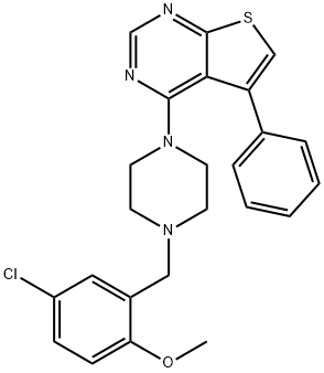 4-(4-(5-chloro-2-methoxybenzyl)piperazin-1-yl)-5-phenylthieno[2,3-d]pyrimidine 구조식 이미지