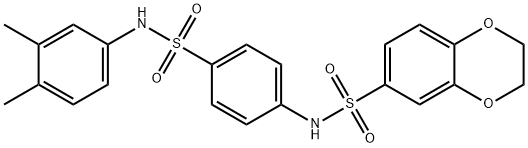 N-(4-(N-(3,4-dimethylphenyl)sulfamoyl)phenyl)-2,3-dihydrobenzo[b][1,4]dioxine-6-sulfonamide 구조식 이미지