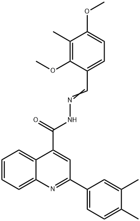 N-[(E)-(2,4-dimethoxy-3-methylphenyl)methylideneamino]-2-(3,4-dimethylphenyl)quinoline-4-carboxamide 구조식 이미지