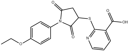 2-((1-(4-ethoxyphenyl)-2,5-dioxopyrrolidin-3-yl)thio)nicotinic acid Structure