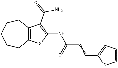 (E)-2-(3-(thiophen-2-yl)acrylamido)-5,6,7,8-tetrahydro-4H-cyclohepta[b]thiophene-3-carboxamide Structure