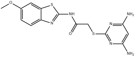 2-(4,6-diaminopyrimidin-2-yl)sulfanyl-N-(6-methoxy-1,3-benzothiazol-2-yl)acetamide 구조식 이미지