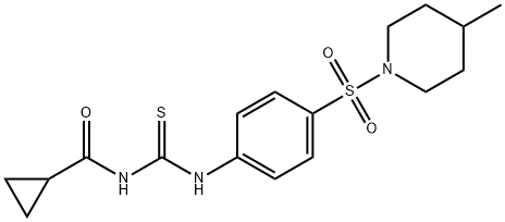 N-[({4-[(4-methyl-1-piperidinyl)sulfonyl]phenyl}amino)carbonothioyl]cyclopropanecarboxamide 구조식 이미지