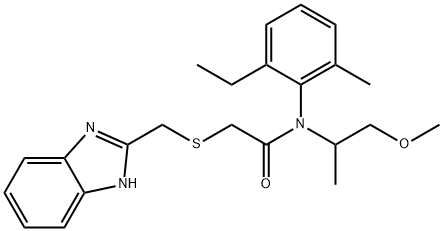 2-(((1H-benzo[d]imidazol-2-yl)methyl)thio)-N-(2-ethyl-6-methylphenyl)-N-(1-methoxypropan-2-yl)acetamide Structure