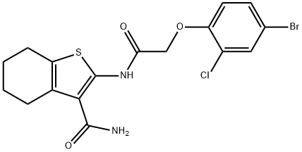 2-{[(4-bromo-2-chlorophenoxy)acetyl]amino}-4,5,6,7-tetrahydro-1-benzothiophene-3-carboxamide Structure