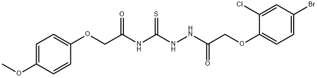 N-({2-[(4-bromo-2-chlorophenoxy)acetyl]hydrazino}carbonothioyl)-2-(4-methoxyphenoxy)acetamide 구조식 이미지