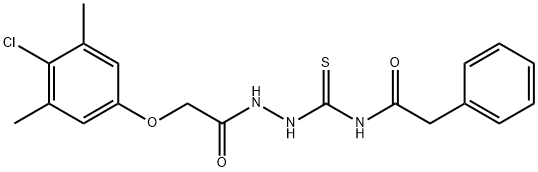 N-({2-[(4-chloro-3,5-dimethylphenoxy)acetyl]hydrazino}carbonothioyl)-2-phenylacetamide Structure